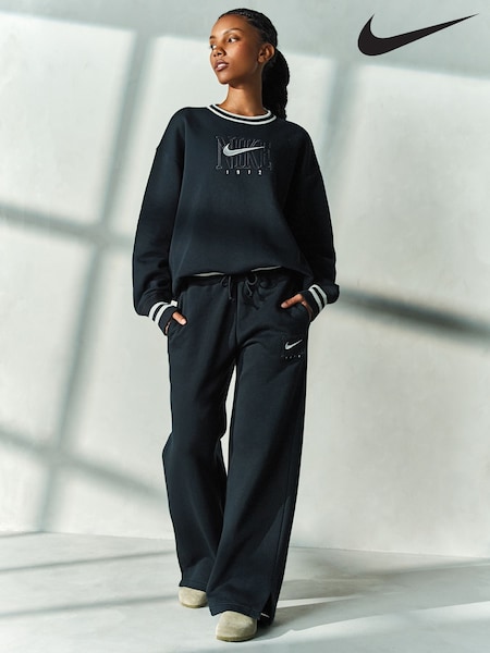 Nike Black Oversized Phoenix Fleece Graphic Long Crew Neck Sweatshirt (E45882) | £60