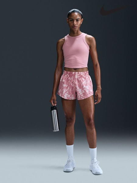 Nike Elemental Pink One Dri-FIT Mid-Rise 3 Brief Lined Printed Shorts (E45908) | £40