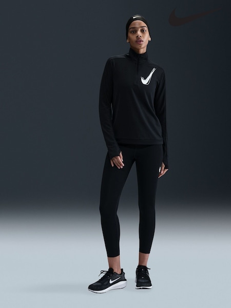 Nike Black Swoosh Half Zip Running Sweatshirt (E45912) | £40