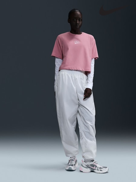 Nike Elemental Pink Sportswear Short-Sleeve Crop T-Shirt (E45961) | £38