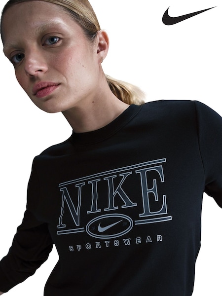 Nike Black Club Fleece Logo Crew-Neck Sweatshirt (E45963) | £55