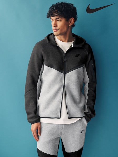 Nike Black/Grey Tech Fleece Zip-Up Hoodie (E46268) | £110