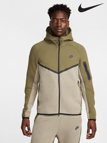 Nike Medium Olive Green Tech Fleece Zip-Up Hoodie (E46270) | £110
