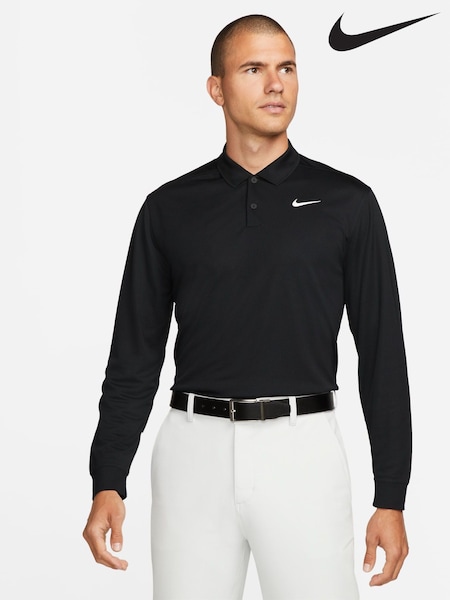 Nike Black Dri-FIT Victory Long-Sleeve Golf Polo Shirt (E46340) | £55
