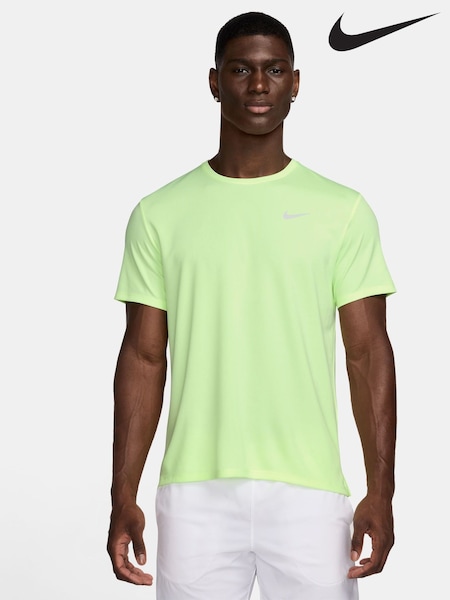 Nike Lime Green Dri-FIT Miler Running T-Shirt (E46392) | £33