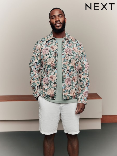 Multicolour Floral Pattern Tapestry Shacket Overshirt (E46442) | £48