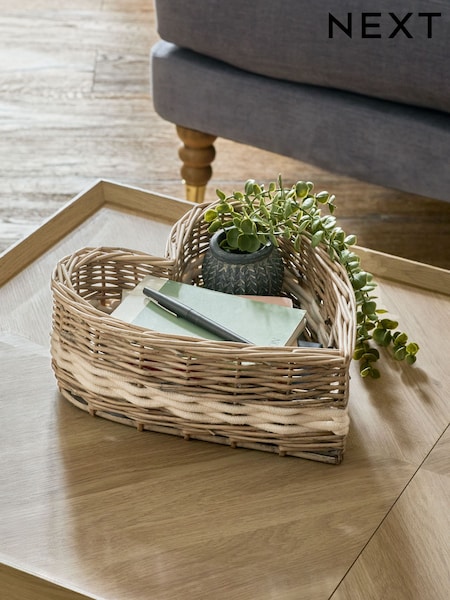 Natural Malvern Heart Storage Basket (E46448) | £20