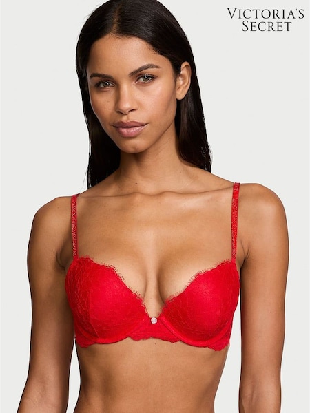 Victoria's Secret Vermillion Red Push Up Twinkle Strap Bra (E46483) | £59