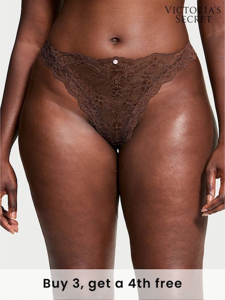Victoria's Secret Ganache Nude Thong Lace Knickers (E46501) | £14