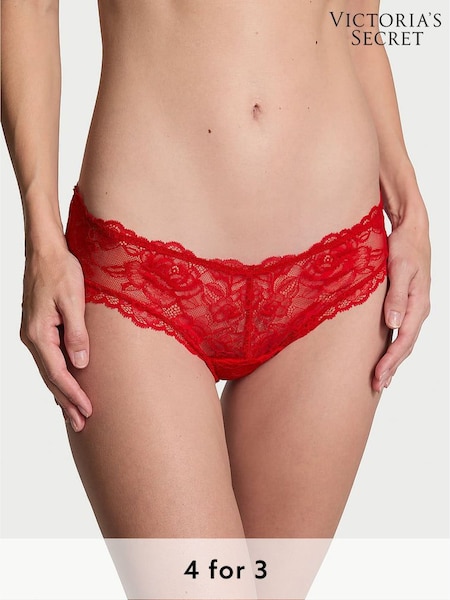 Victoria's Secret Lipstick Red Cheeky Rose Lace Knickers (E46517) | £18