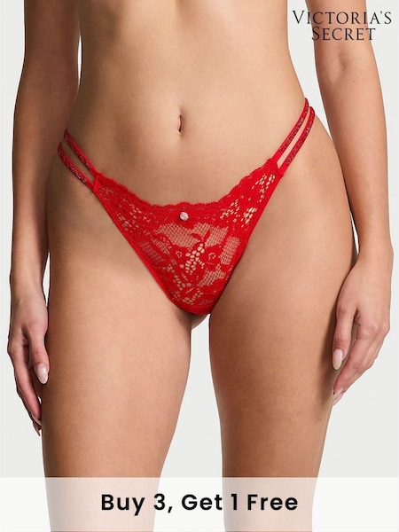 Victoria's Secret Vermillion Red Brazilian Twinkle Strap Knickers (E46520) | £20