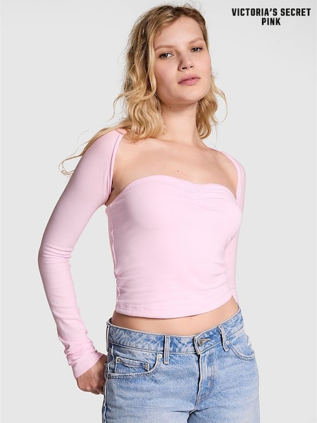 Victoria's Secret PINK Pink Tulip Cotton Balero Long Sleeve T-Shirt (E46637) | £30