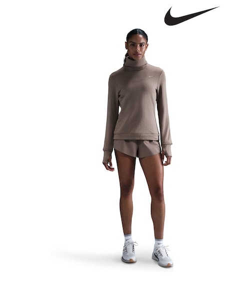 Nike Mink Brown Therma-FIT Swift Element Turtleneck Running Top (E46674) | £70