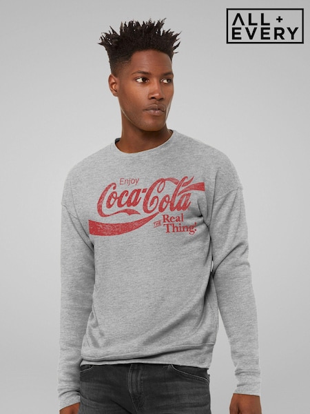 All + Every Grey Mens Coca Cola The Real Thing Sweatshirt (E47128) | £35