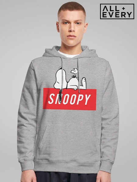 All + Every Grey Mens Peanuts Block Text Hoodie (E47131) | £39