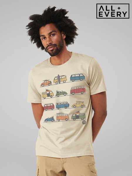 All + Every Natural Mens 100% Cotton Official Volkswagen Vans And Beetles T-Shirt (E47140) | £25