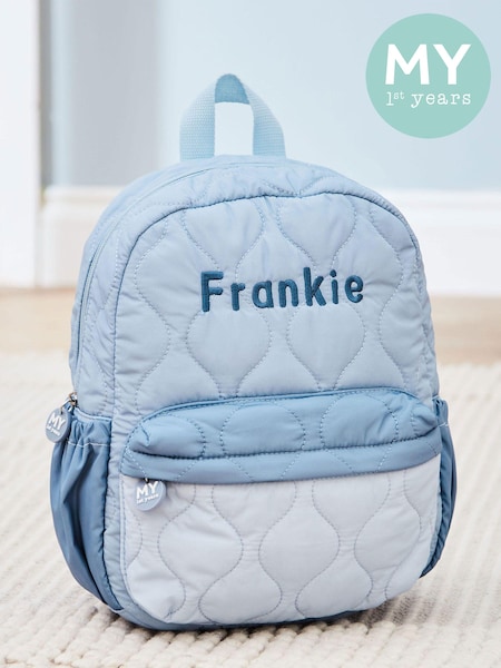 My 1st Years Personalised Blue Quilted Medium Backpack (E47147) | £33