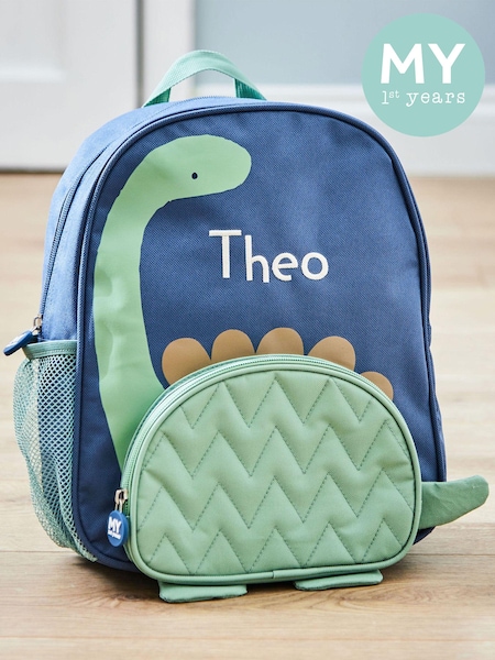 My 1st Years Medium Blue Personalised Dinosaur Print Backpack (E47156) | £36