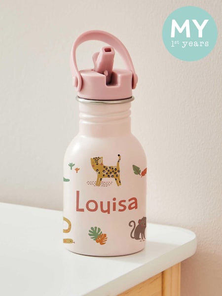 Personalised Pink Safari Water Bottle (E47166) | £22