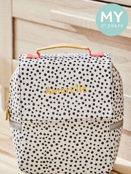 My 1st Years Personalised Black and White Polka Dot Print Lunch Bag (E47167) | £25