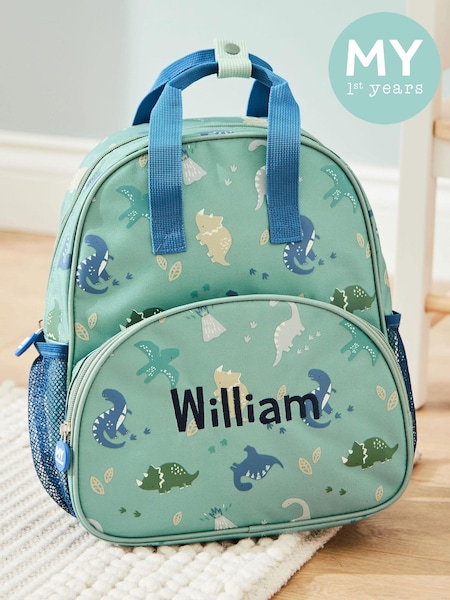 My 1st Years Personalised Dinosaur Print Medium Grab Handle Backpack (E47180) | £33