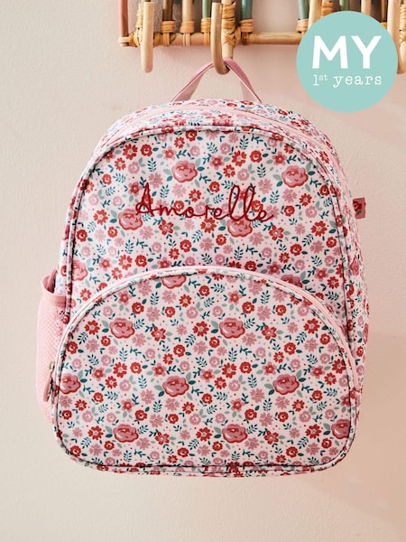 My 1st Years Personalised Pink Ditsy Print Medium Grab Handle Backpack (E47181) | £33