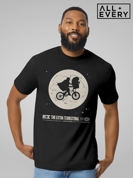All + Every Black E.T. 1982 Space Explorer Bike Flyin' High Mens 100% Cotton T-Shirt (E47195) | £25