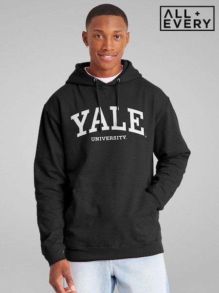 All + Every Black Mens Yale University Logo Hoodie (E47205) | £39