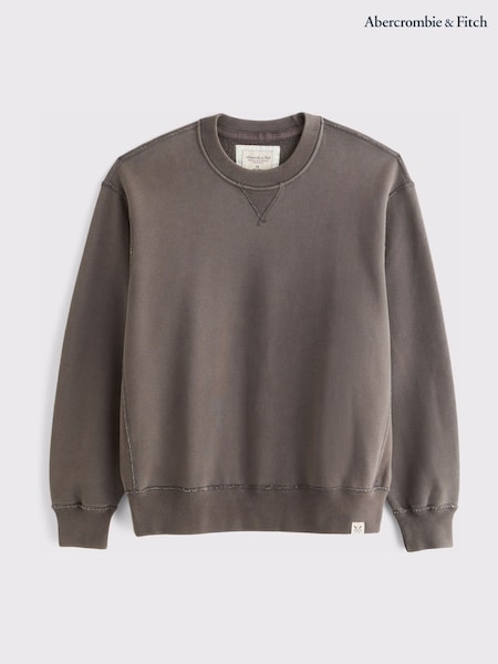 Brown - Regular Abercrombie & Fitch Essential Crew Jersey Sweatshirt