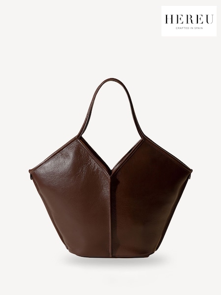Hereu Studio Dark Brown Calella Distressed Leather Tote (E47331) | £510