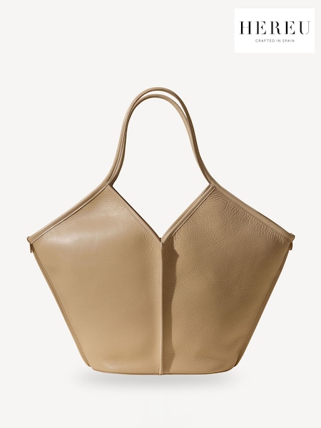 Hereu Studio Cream Calella Distressed Leather Tote (E47335) | £510