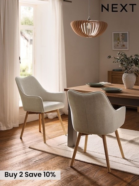 Set of 2 Brushed Weave Oyster Birkley Dining Chairs (E47384) | £320
