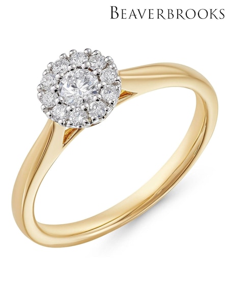 Beaverbrooks 18ct Yellow Gold Diamond Halo Ring (E47529) | £1,750