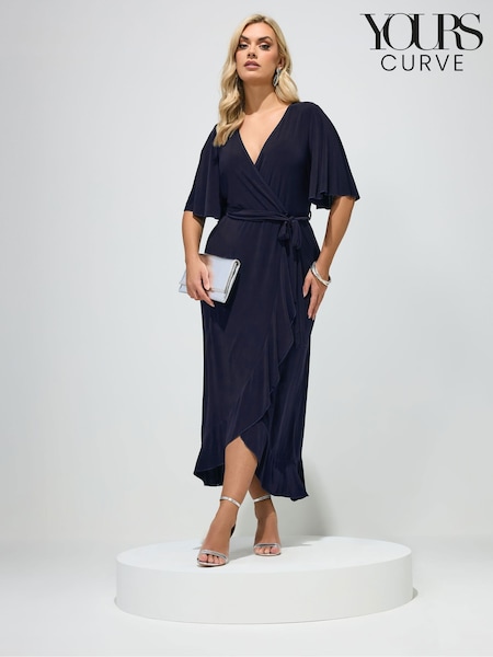 Blue - Yours Curve Wrap Maxi Dress