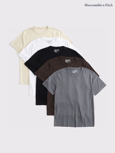 Brown - Regular Abercrombie & Fitch Classic Essentail T-shirts 5-pack