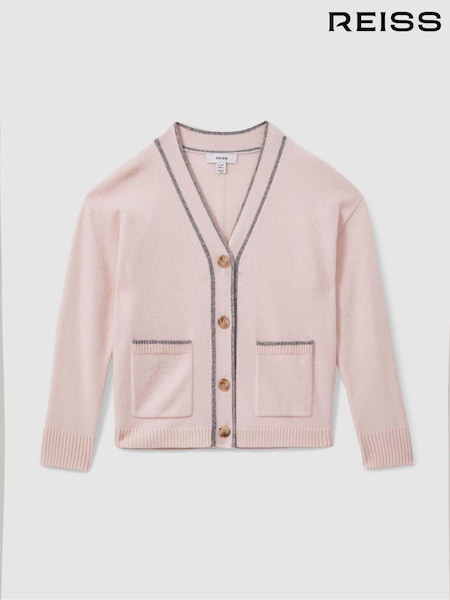 Reiss Pink Juni 13-14 yrs Relaxed Wool-Cashmere Cardigan (E47901) | £43