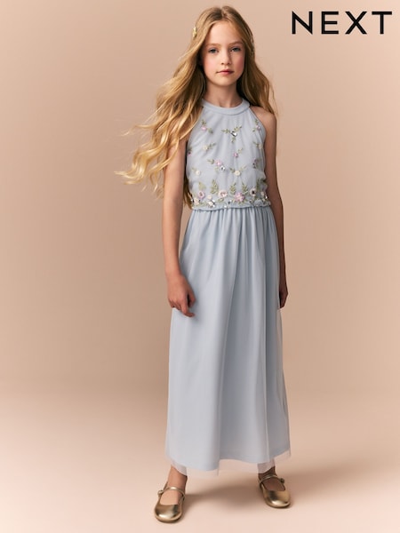 Pale Blue Embellished Occasion Dress (6-16yrs) (E47975) | £38 - £44