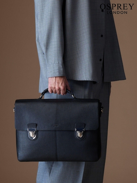 OSPREY LONDON The Forest Leather Black Briefcase (E48073) | £245