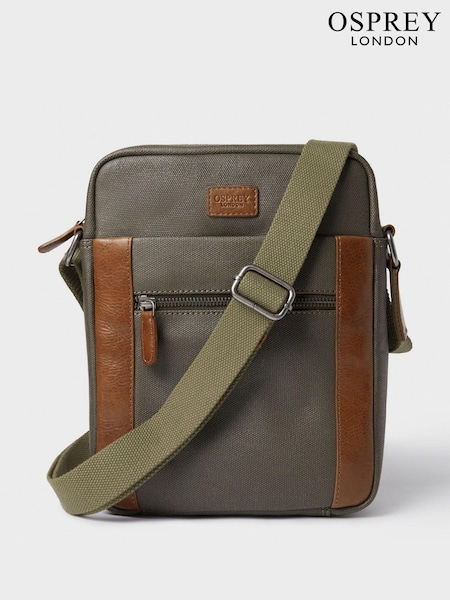 Osprey London The Small Grantham Waxed Canvas And Leather Messenger Bag (E48099) | £65