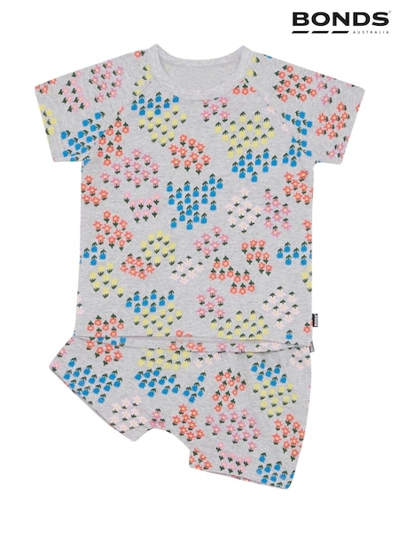 Bonds Grey Floral Print Top & Shorts Pyjama Set (E48117) | £12.50