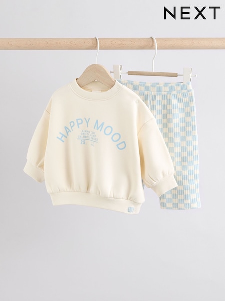 Blue Checkerboard Baby Sweatshirt And Leggings Set 2 Piece (E48228) | £13 - £15
