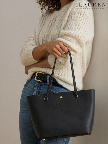 Black - Lauren Ralph Lauren Karly Shopper Medium Tote