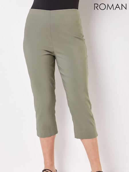 Roman Green Cropped Stretch Trousers (E48375) | £32