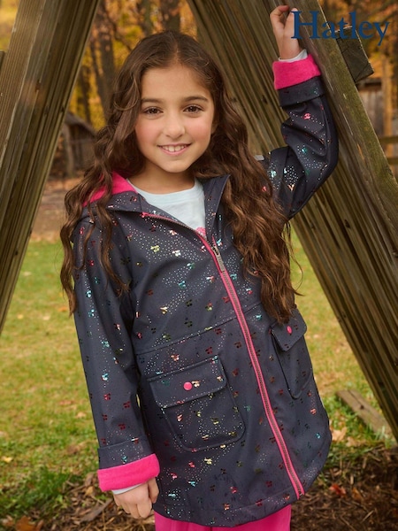 Blue - Hatley Rainbow Foil Cherry Raincoat