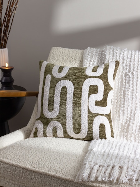 HÖEM Olive Vardan Chenille Jacquard Cushion (E48616) | £22