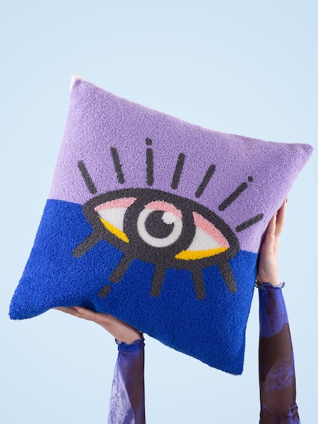 heya home Lilac Blue All Eyes On You Boucle Cushion (E48617) | £22