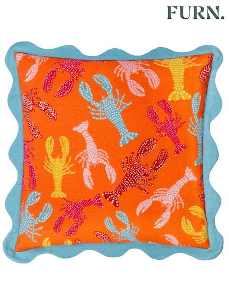 Furn Orangeade 100% Cotton Crustaceans Scalloped Cushion (E48619) | £22