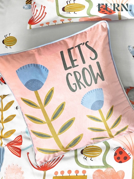 Furn Pink Let's Grow Piped Velvet Cushion (E48636) | £20