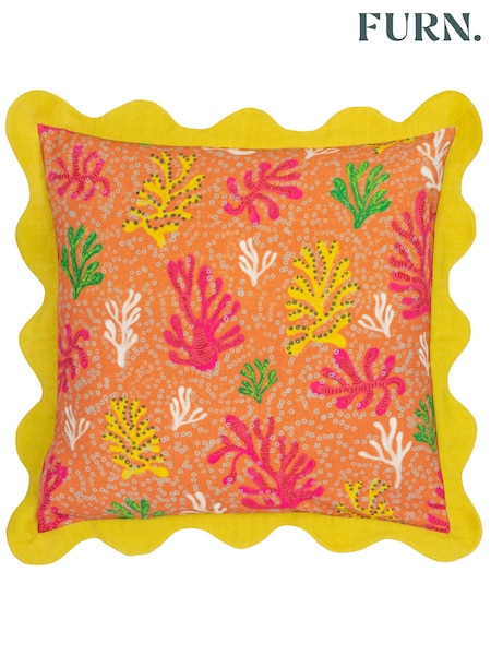 Furn Citronelle 100% Cotton Scalloped Cushion (E48652) | £22