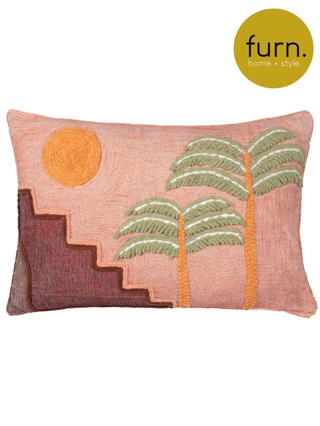 Furn Pink Sunset 100% Cotton Moloko Embroidered Cushion (E48666) | £26